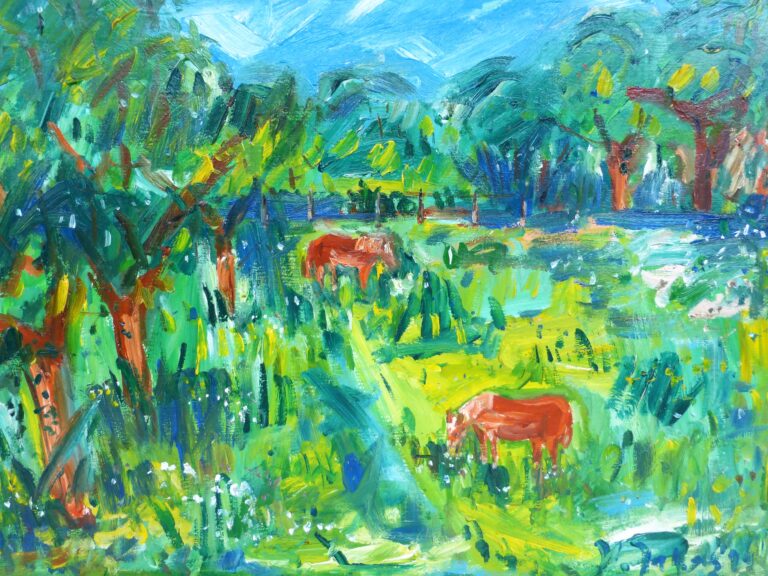 Pferde auf der Koppel 30x40 cm